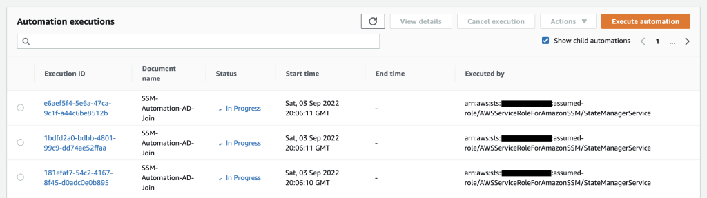 Figure 13: Example screenshot of the Automation executions.