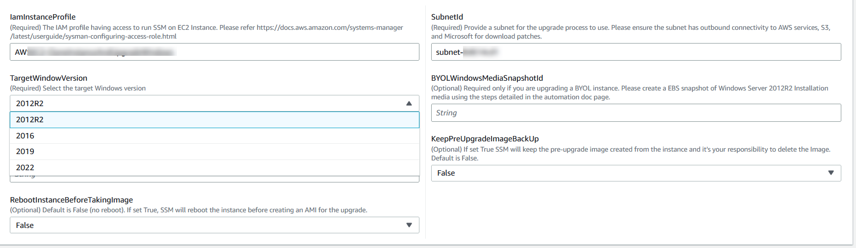 Windows in-place upgrade parameters