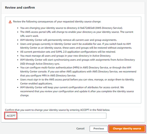 Review and accept changing the identity source