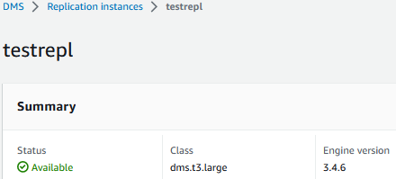 Figure 10 Create replication instance in AWS DMS
