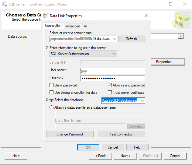 Figure 15. Choose source for SQL Server Import and Export Wizard