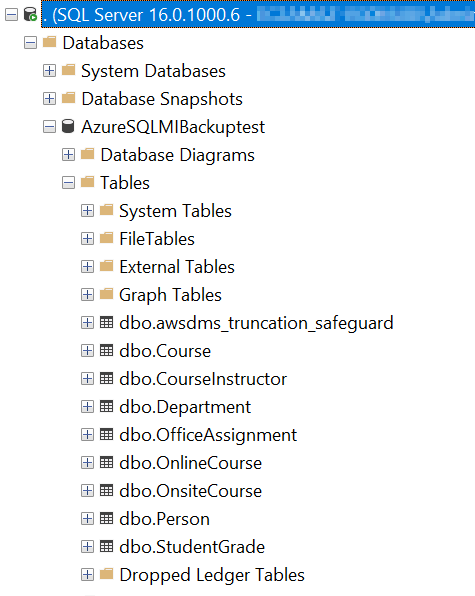 Figure 8 Azure SQL Managed Instance restored on SQL Server on EC2