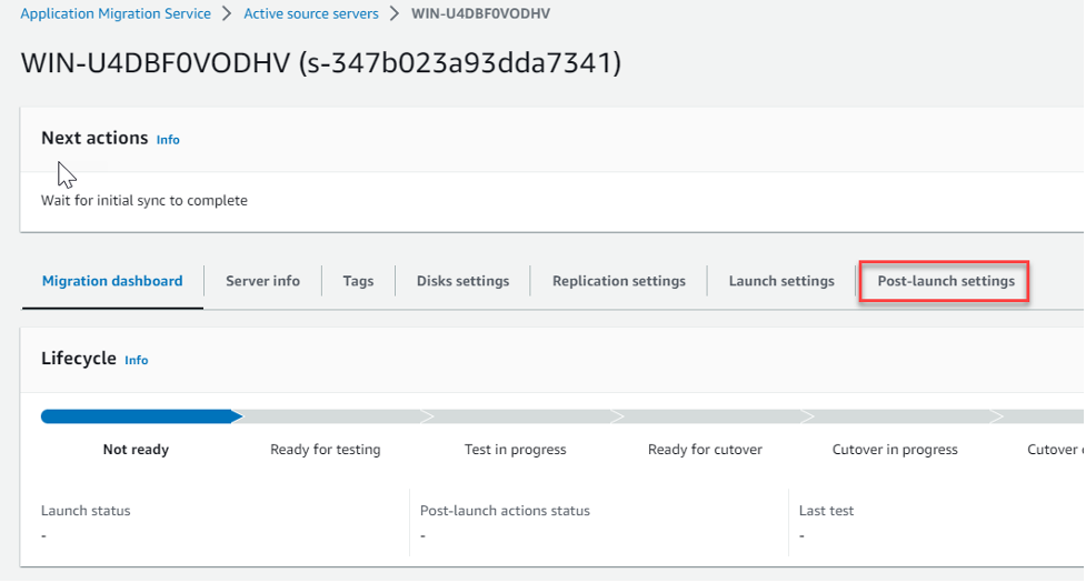 Application Migration Service dashboard