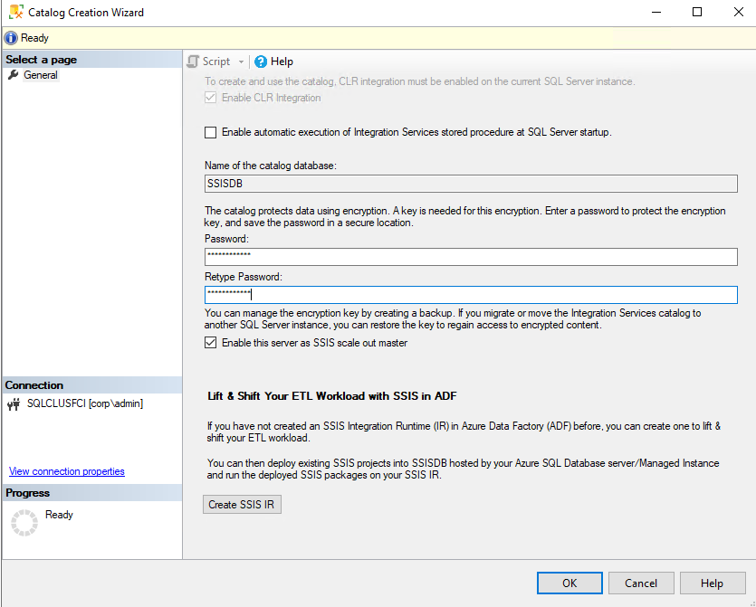 Create SSISDB Catalog on primary node