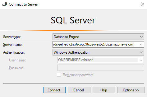 Figure 4: SQL Authentication