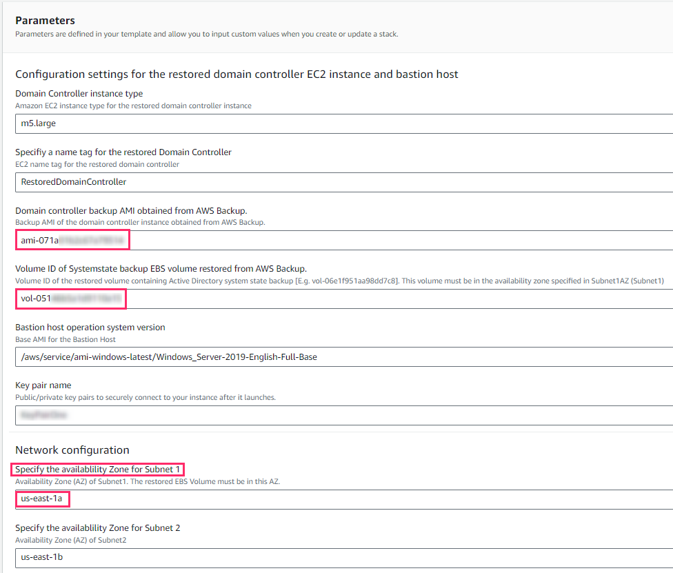 CloudFormation template parameters