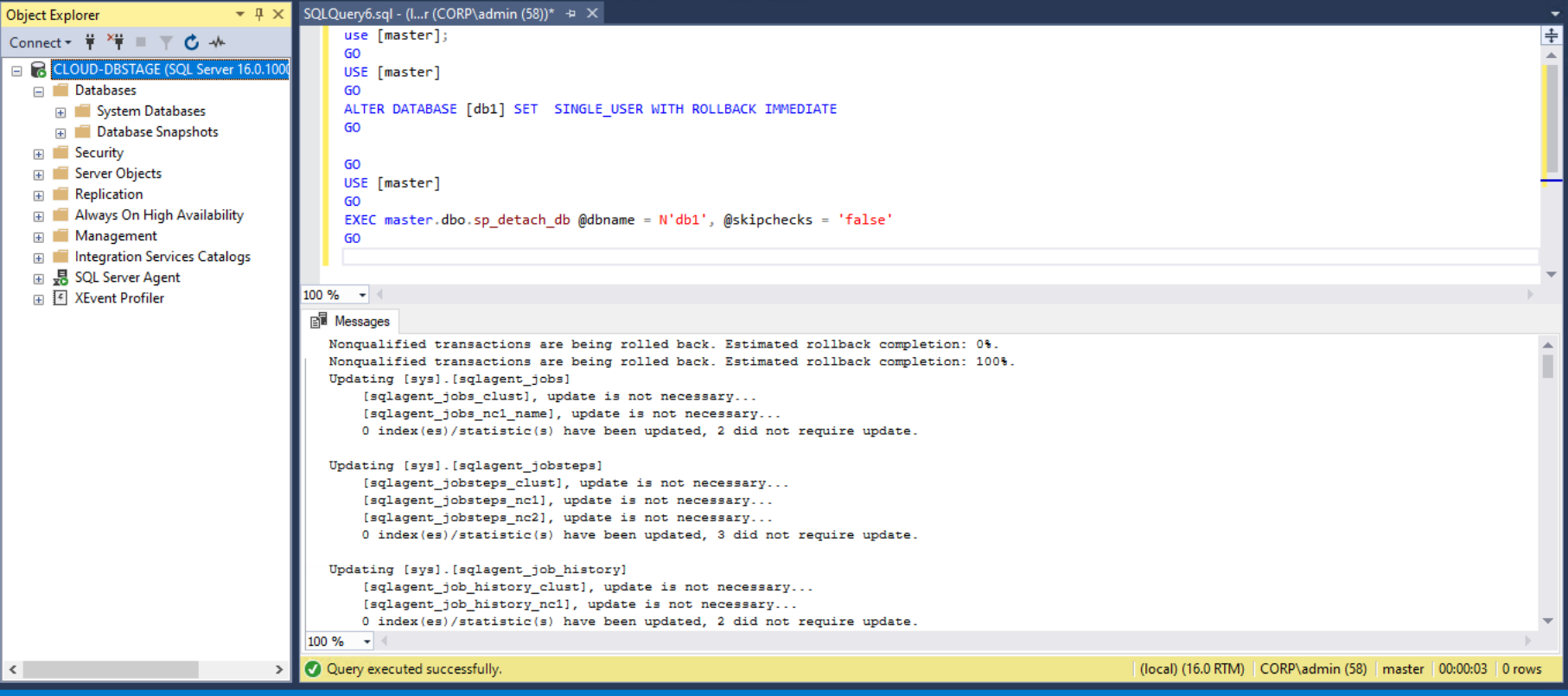 Figure 12 - Detaching db1 database