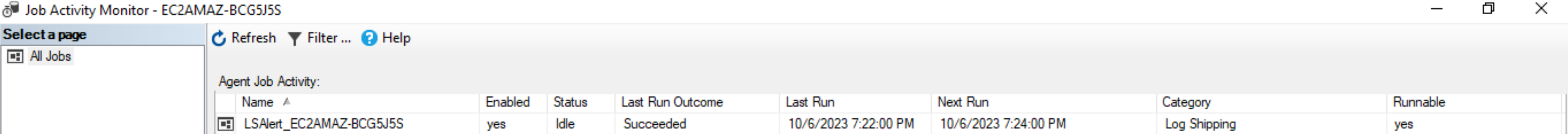Figure 7 - LSAlert job in Node 1