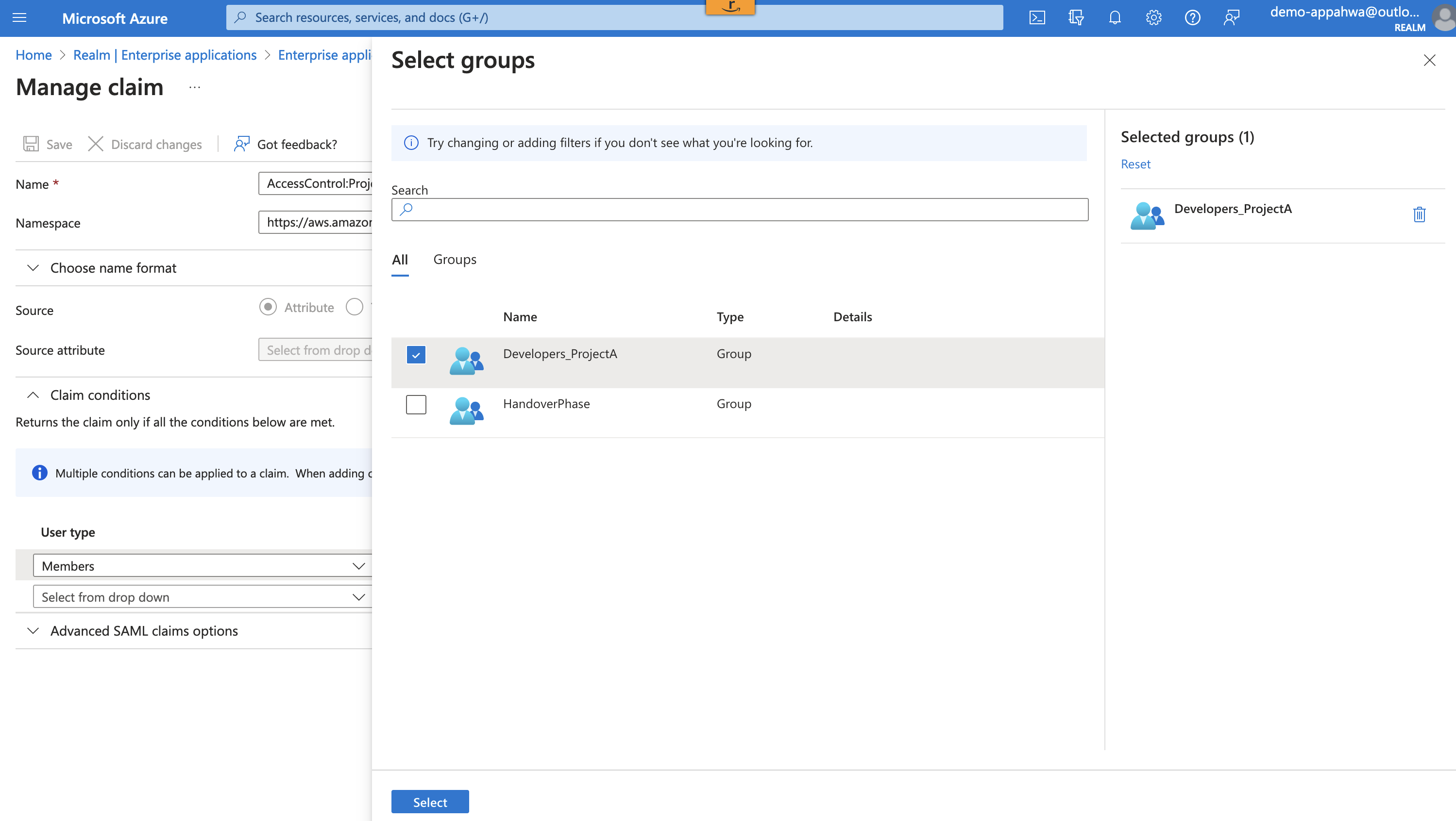 Figure 5: Create condition to pass Project attribute with value