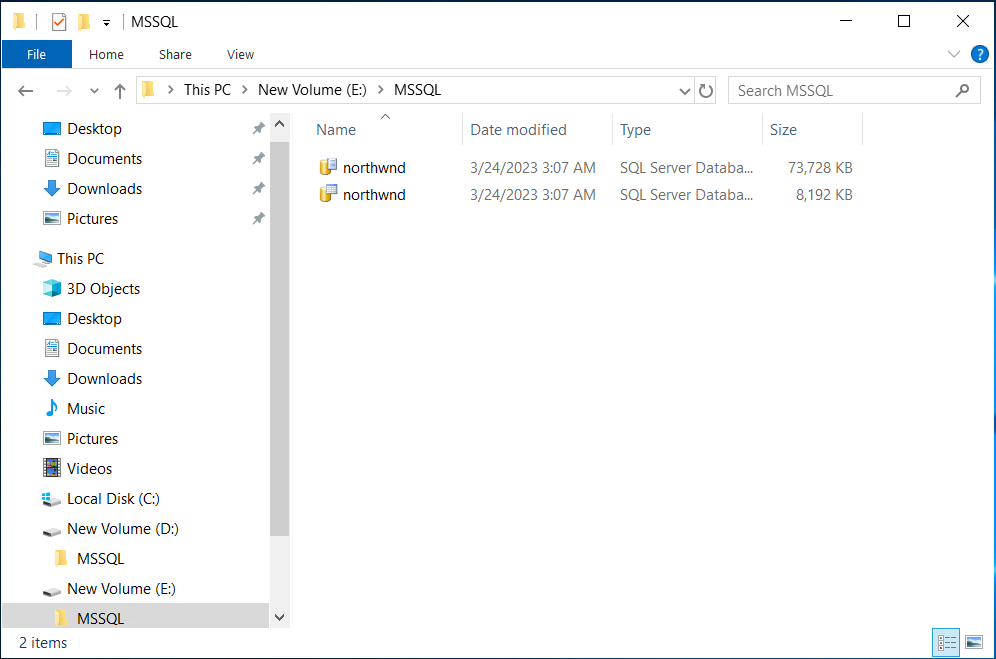 User database files from source Amazon EC2 instance