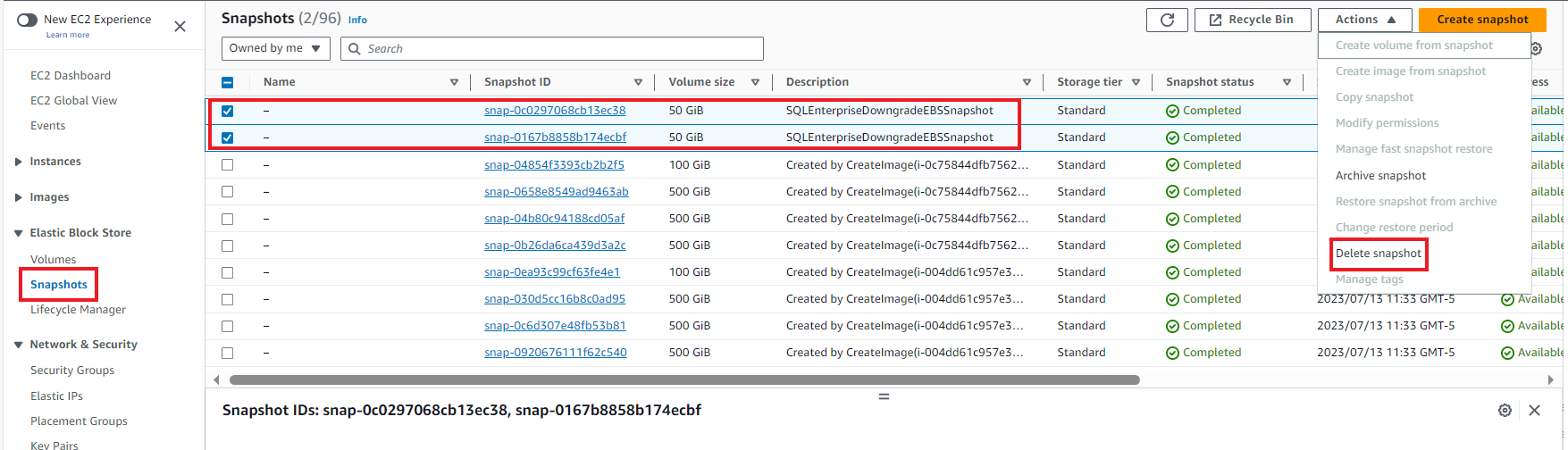 Delete Amazon EBS volume snapshots Conclusion