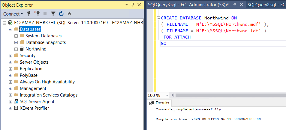 Attach user databases