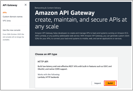 Amazon API Gateway console