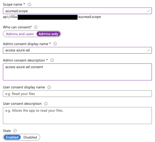 Entra ID scope definition