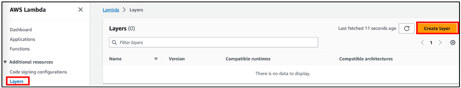 Adding AWS Lambda layer from AWS Management Console