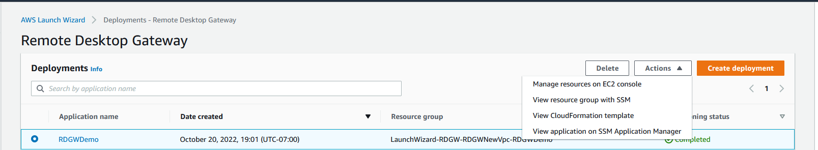 Figure 18: Deployment List