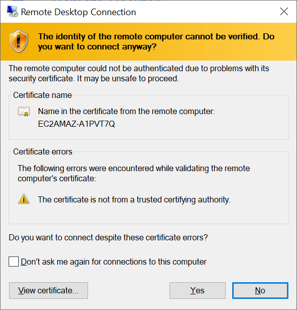 Figure 21: self-signed trust warning
