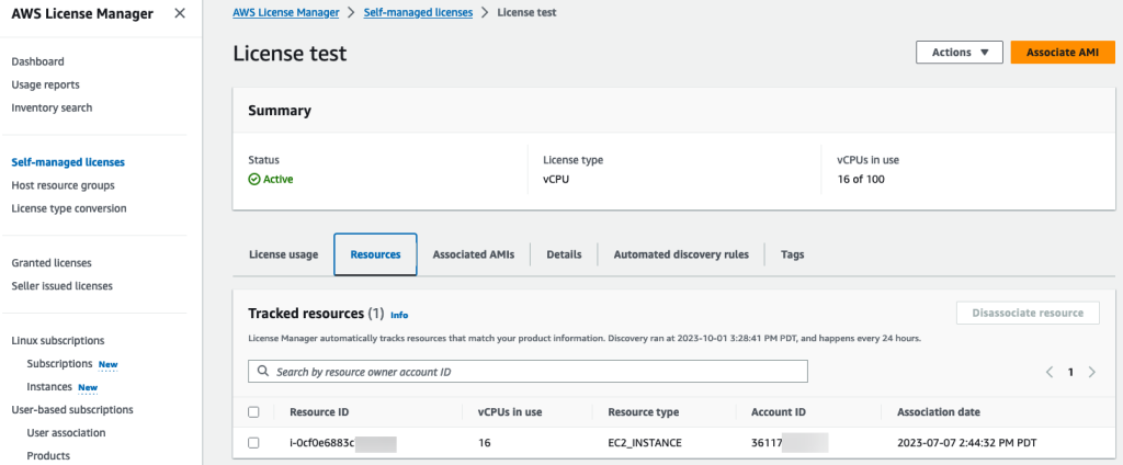 Once the provided solution has been deployed and ran, you will see the resources which are linked to the license through tags show up as a tracked resource