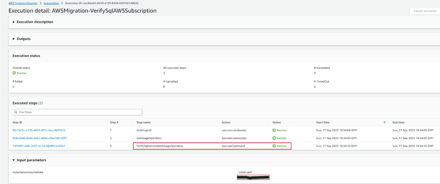 Validation of usage operation with AWS Systems Manager