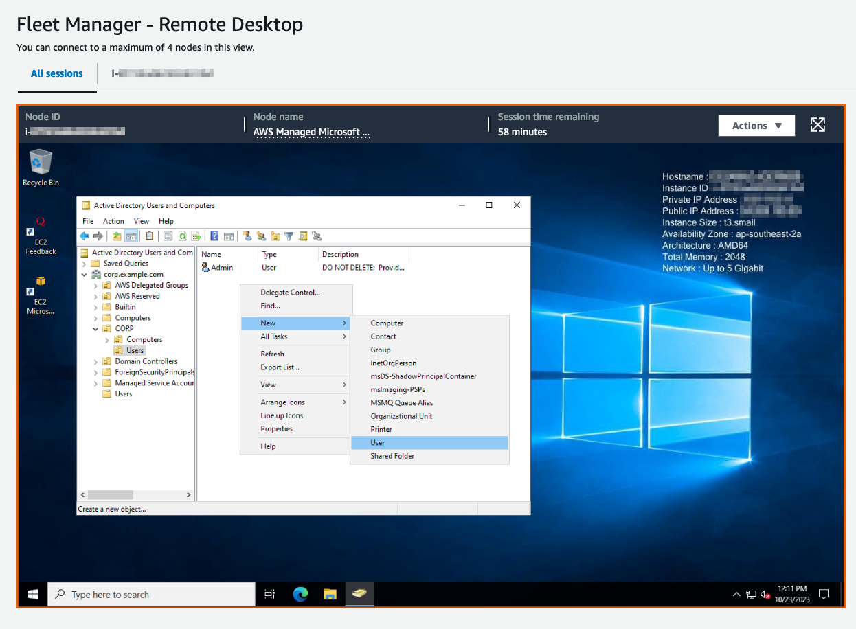 Fleet Manager screenshot, showing the Active Directory configuration