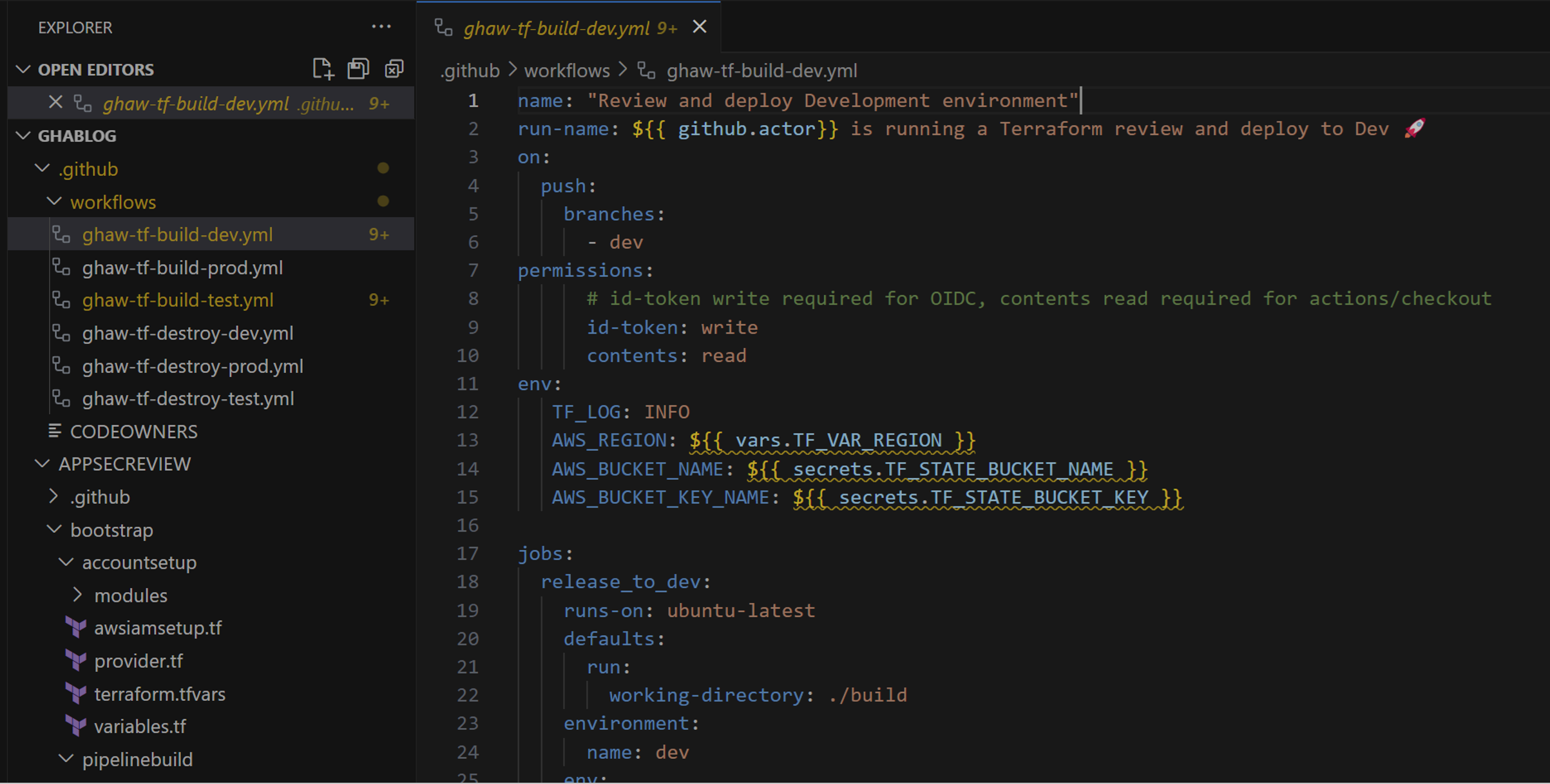 GitHub Action workflows location