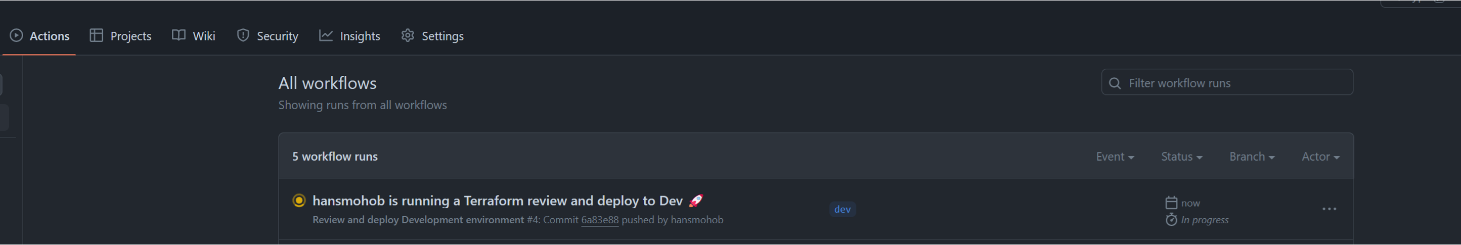 Workflows runs overview