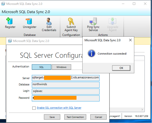 Sync Agent registration with Amazon RDS