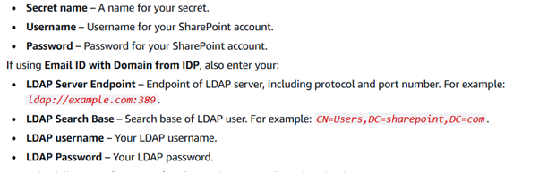 Figure 11 – Amazon Q Business data source authentication Secrets from AWS Secret Manager