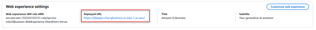 Figure 14 – Amazon Q Business Web URL to access Q business application