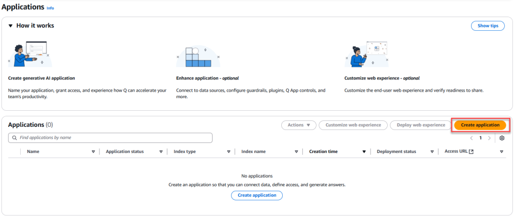 Figure 2 – Amazon Q Business application console