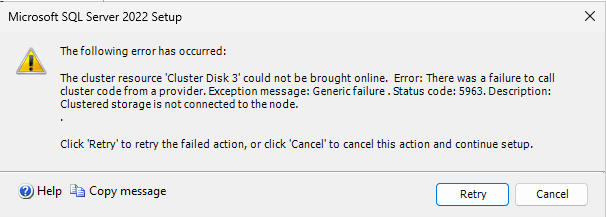 Figure showing the offline disks validation warnings.