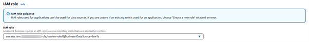 Figure 11 – Amazon Q Business data source IAM role configuration.