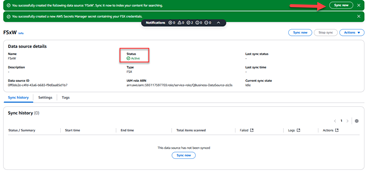 Figure 12 – Amazon Q Business data source status.