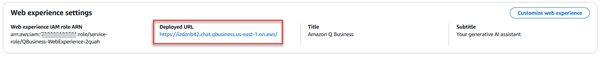 Figure 13 – Amazon Q Business Web URL to access Q business application.