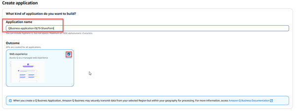 Figure 3 – Amazon Q Business create application wizard.