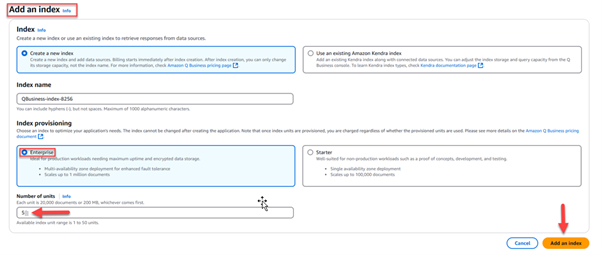 Figure 7 - Create a new index for retrieving responses from data sources.