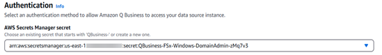 Figure 9 – Amazon Q Business data source authentication with Secret manager.
