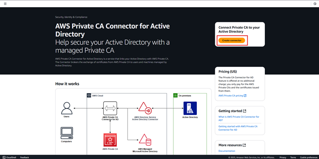 PCA connector home page with Create Connector button