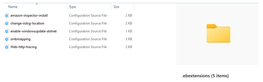 Figure 7 – Ebextensions config sample files