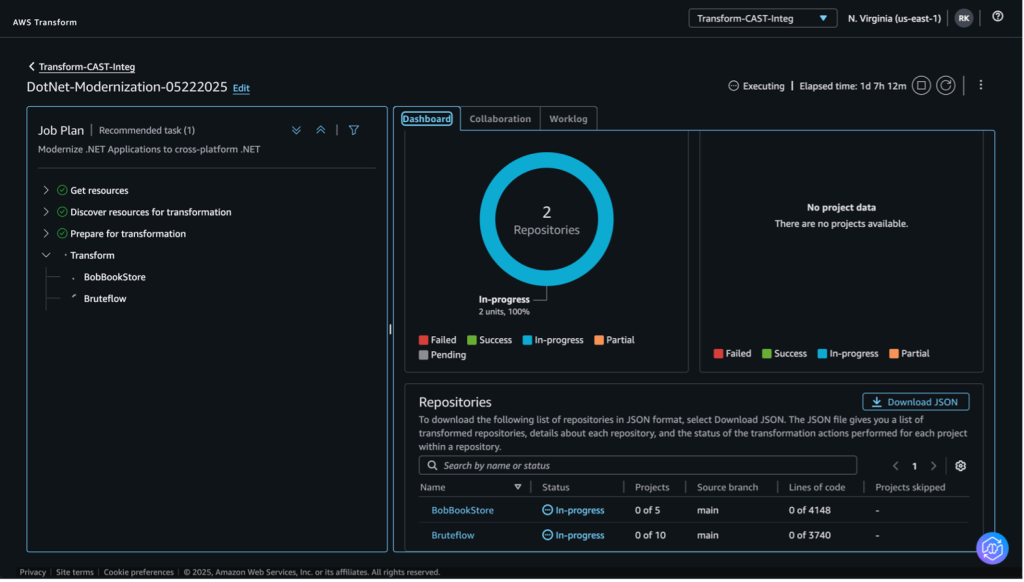 Dashboard page where the transformation summary can be downloaded