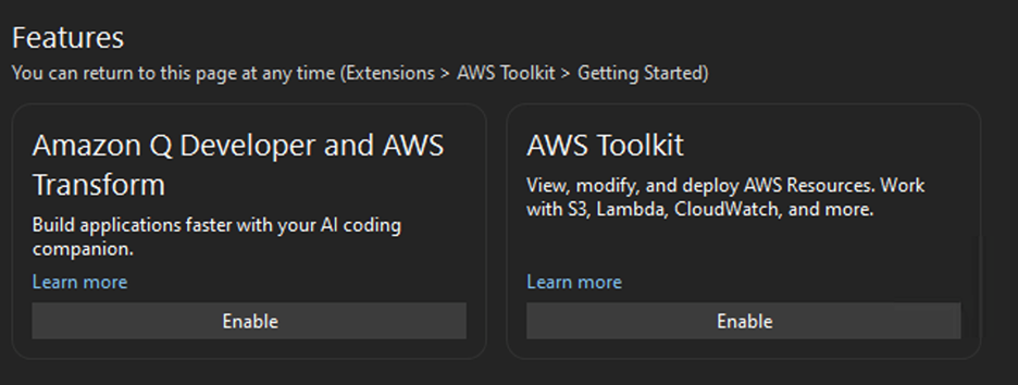 Image 1 - AWS Toolkit authentication options