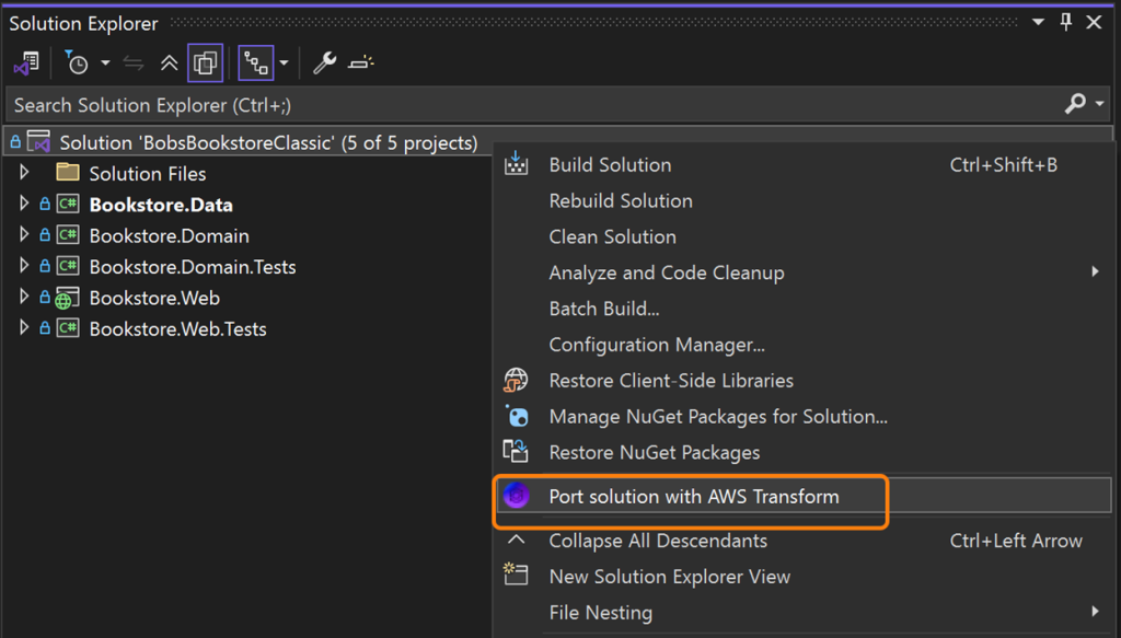 Image 10 – Choose Port solution with AWS Transform