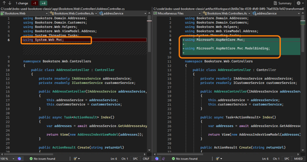 Image 20 – Diffs for AddressController.cs