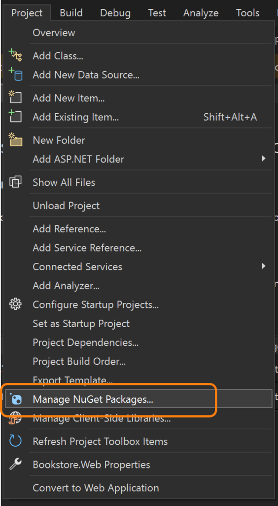 Image 7 - View Nuget packages menu option