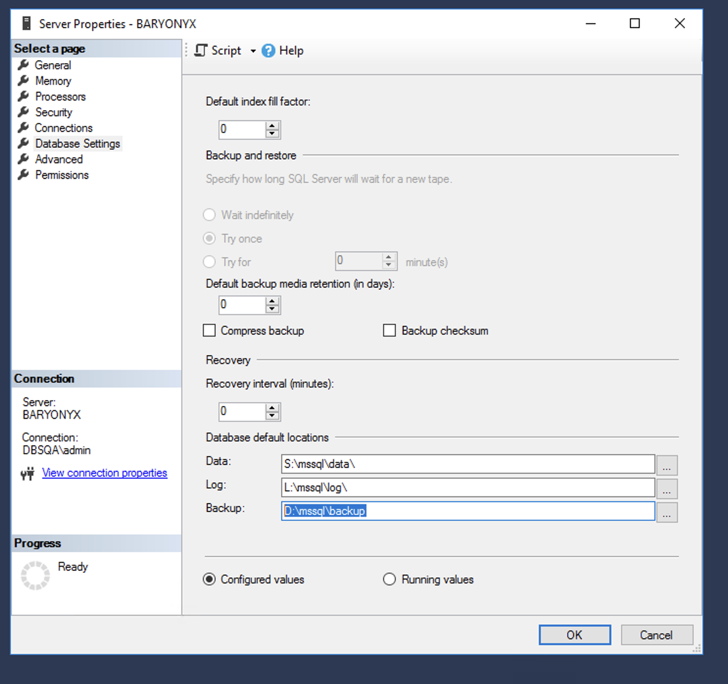Change Properties of SQL Server Backup Location