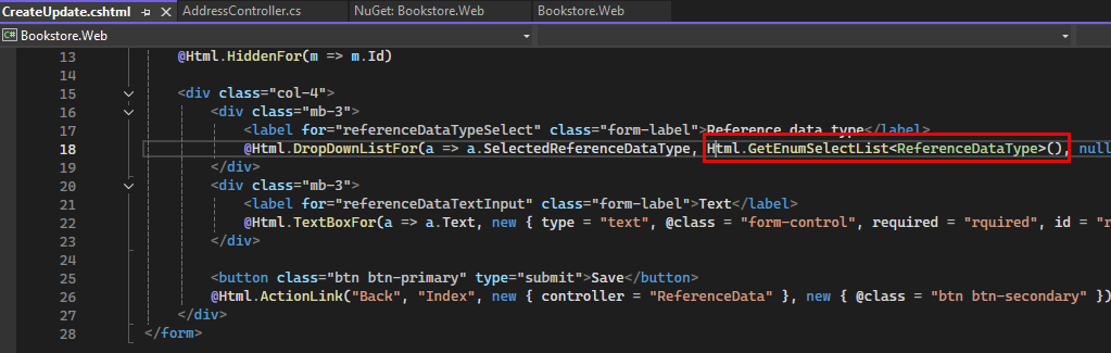 Review the updated method calls in Razor views