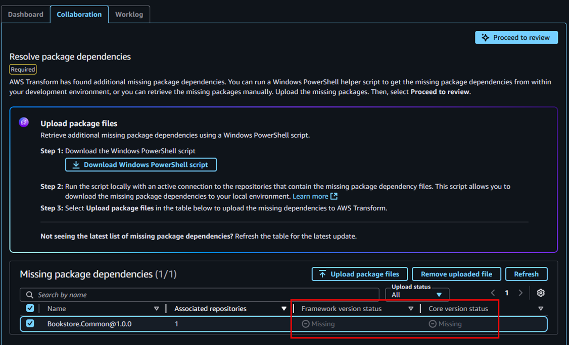 Review missing package names