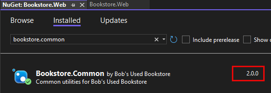 Verify updated private Nuget package version 