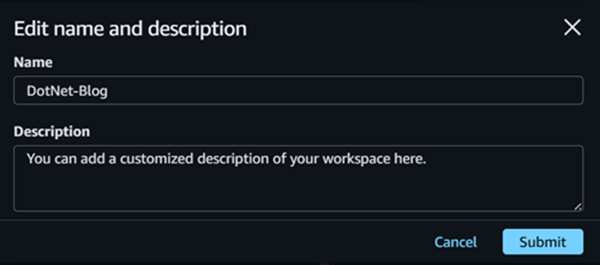 Edit the name of a workspace