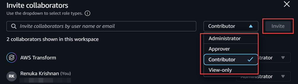 Assign roles to collaborators